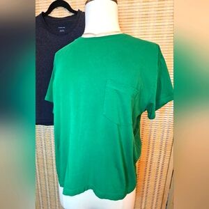 Lot of 2 Everlane 100% Organic Cotton Size Large Soft T-shirts in Green & Gray